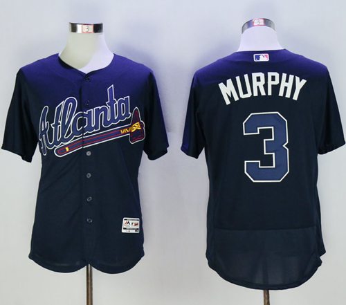 Braves #3 Dale Murphy Navy Blue Flexbase Authentic Collection Stitched MLB Jersey